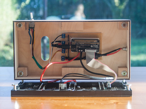 Finished flight tracker with screen off showing electronics